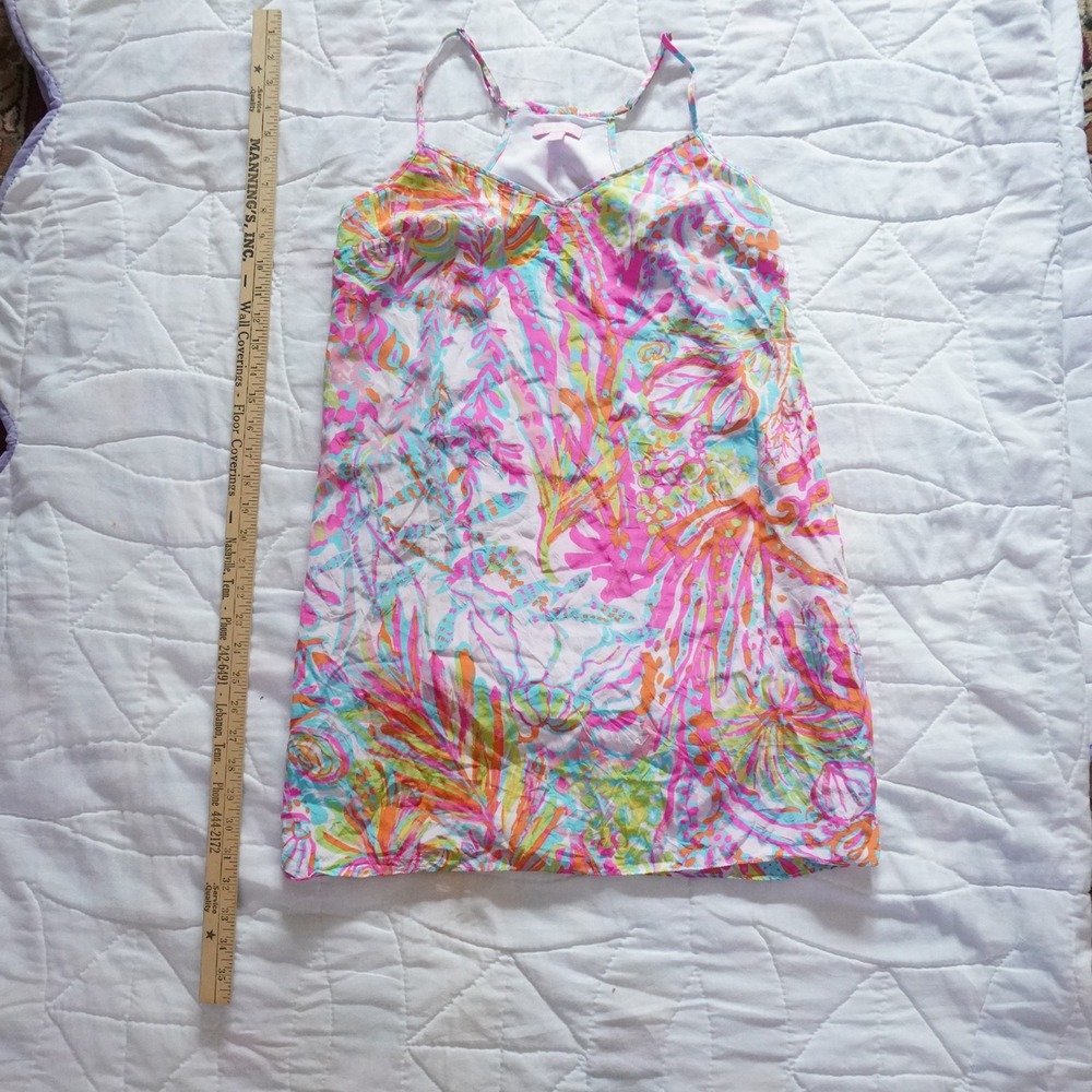 Lilly Pulitzer Silk Shift Dress Scuba to Cuba Print Spaghetti Strap Size S